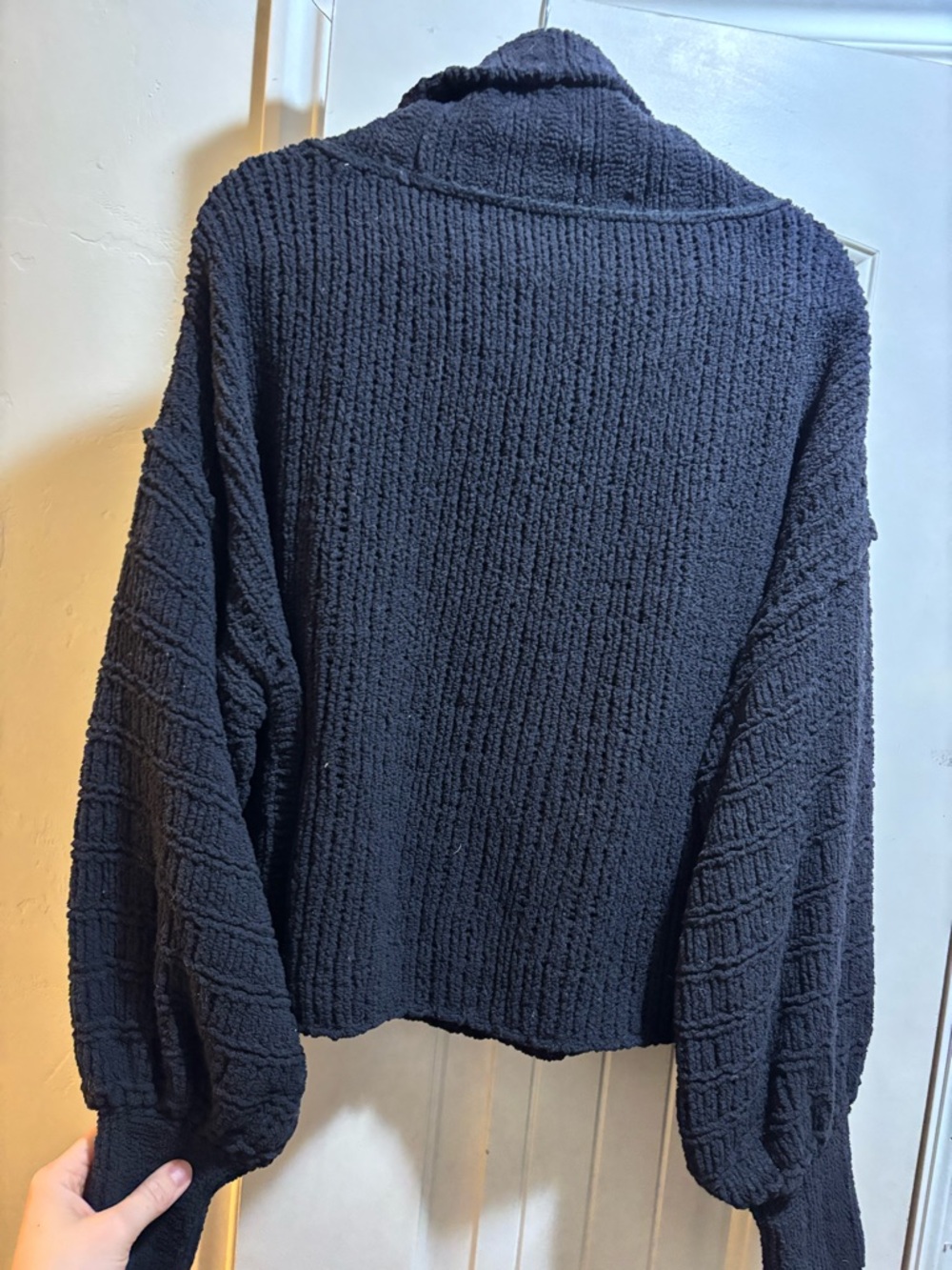 Free People Black Chunky Knit Cowl Neck Sweater - Picture 2 of 3